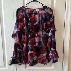 Floral blouse with ruffle detail